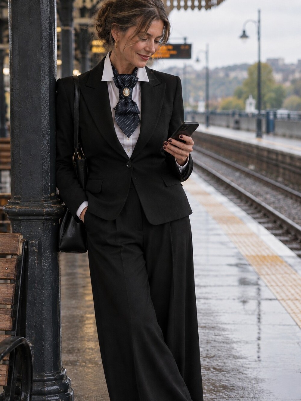 Women's Black Polka-Dot Neckware - Ascot / Cravat